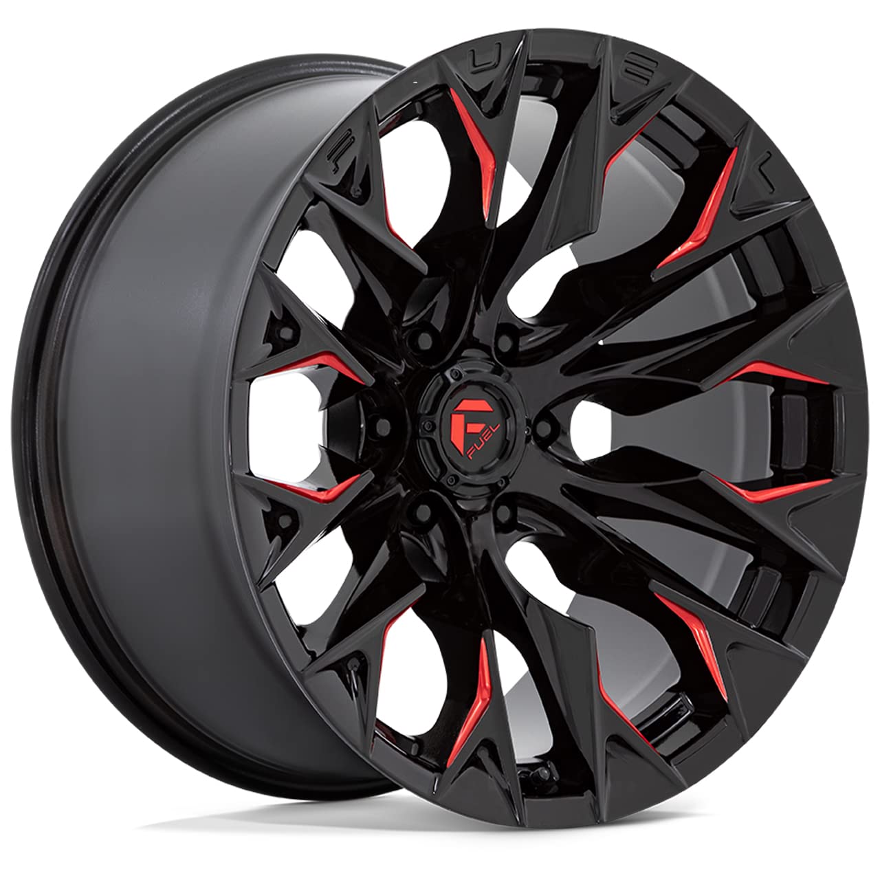 FLAME FUEL OFF-ROAD 20X10 6X5.5 4.79-18mm GLOSS BLACK MILLED WITH CANDY RED - D82320008447