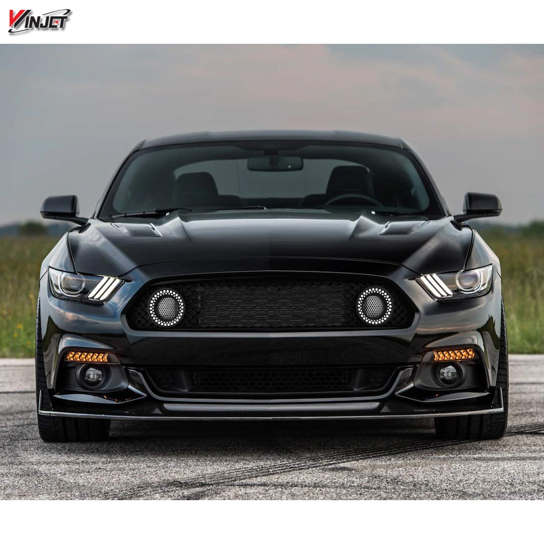 Amber LED Sequential Turn Signals Winjet Compatible with 2015 2016 2017 Ford Mustang Coupe & Convertible, Black Housing Clear Lens Sequential Turn Signals Fit For 2015-2017 Ford Shelby GT350
