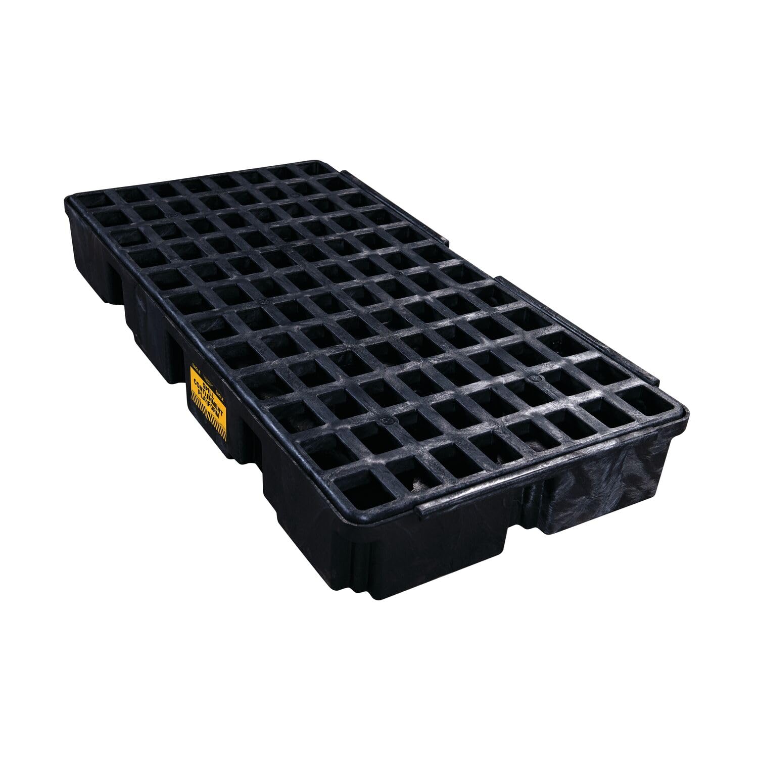 Eagle 2 Drum Spill Platform with Forklift Pockets, Drain and 30 Gallon Sump, 26.25"x51"x6.5", 5,000 lbs. Load Capacity Containment Tray, Made in USA, Black, 1632BD