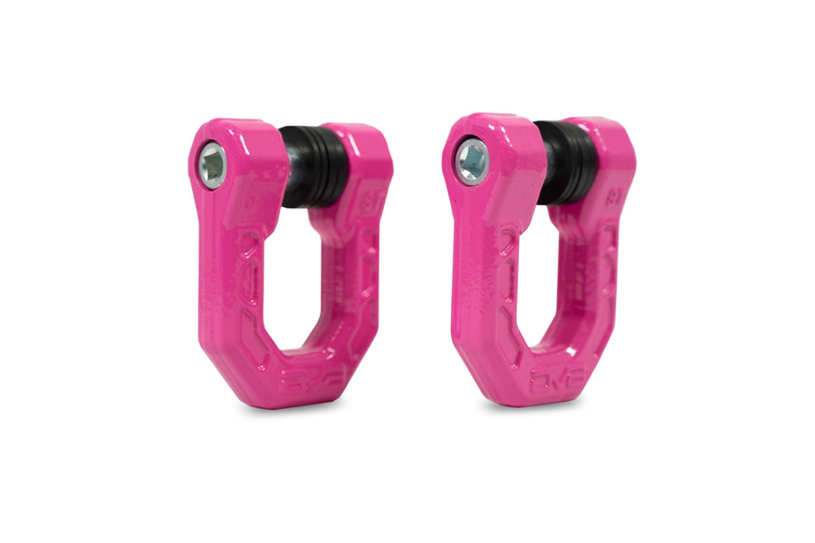 Offroad DV8 Elite Series D-Ring Shackles | Pair | 8 Ton Working Load Limit | (4) ⅛” & (4) 3/16” Isolators Included | 1&1/16” Thick Forged Steel D-Ring (Pink)