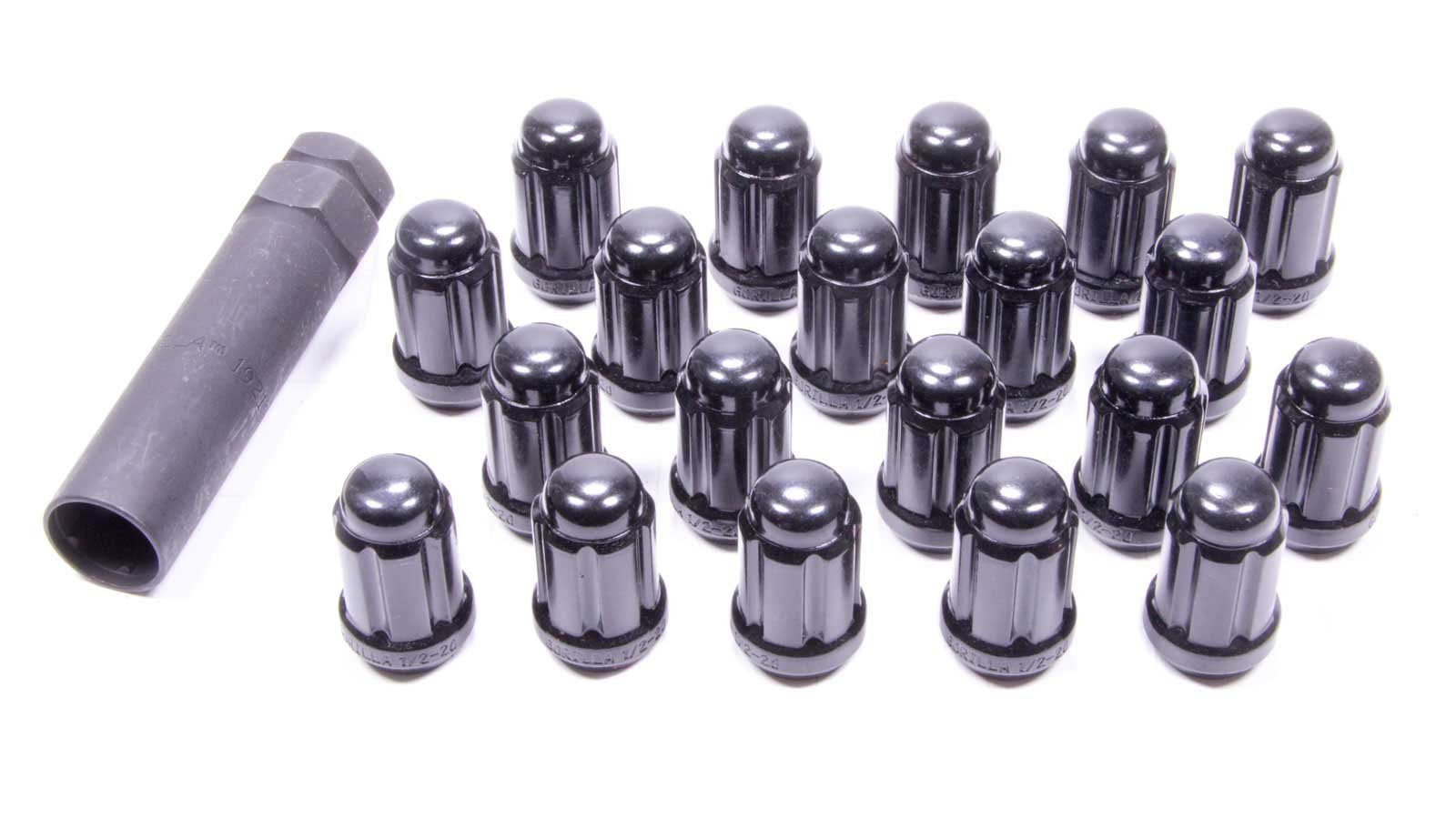 Black Tuner Lug Nut Gorilla Automotive 21183BC, (Pack of 20), Black Chrome
