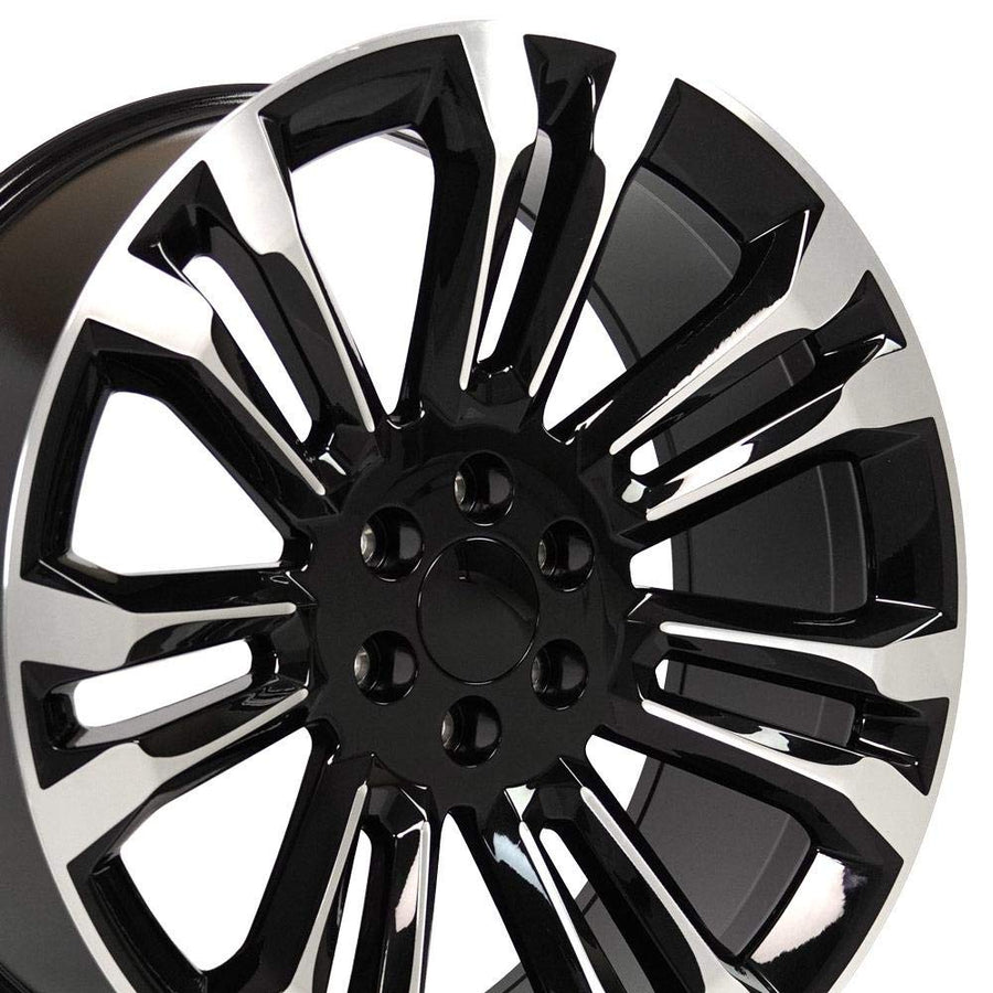 24 Inch OE Wheels CV43B Rim Fits Silverado 1500 Style 6x139.7 24x10 Gloss Black Machined - Hollander 5666 (1)