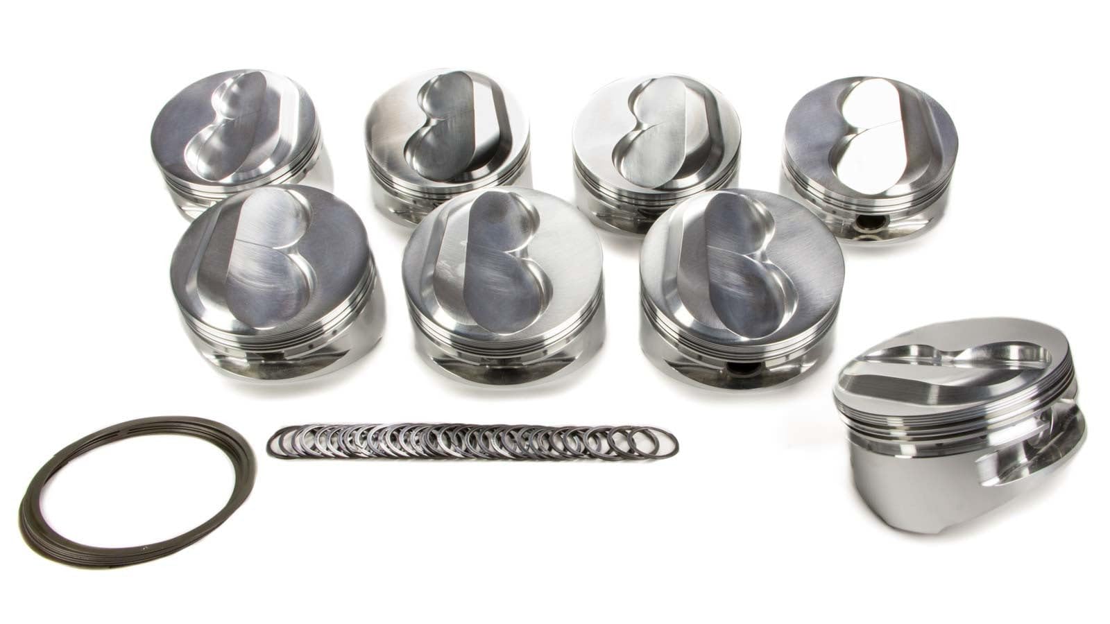 Piston JE Pistons 207513 - Small Block Dome - Forged - 4.185 in Bore - 1/16 x 1/16 x 3/16 in Ring Grooves - Plus 10.90 cc - Small Block Chevy - Set of 8