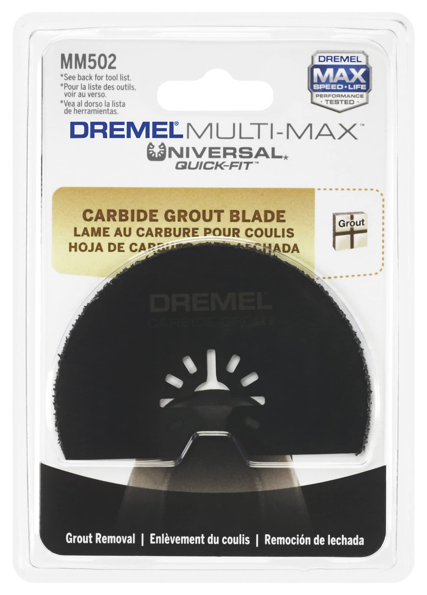 Dremel 1/16-Inch Grout Removal MM502 Oscillating Multi-Tool Blade, (1-Pack) -Universal Quick-Fit Interface Fits Bosch, Makita, Milwaukee, and Rockwell