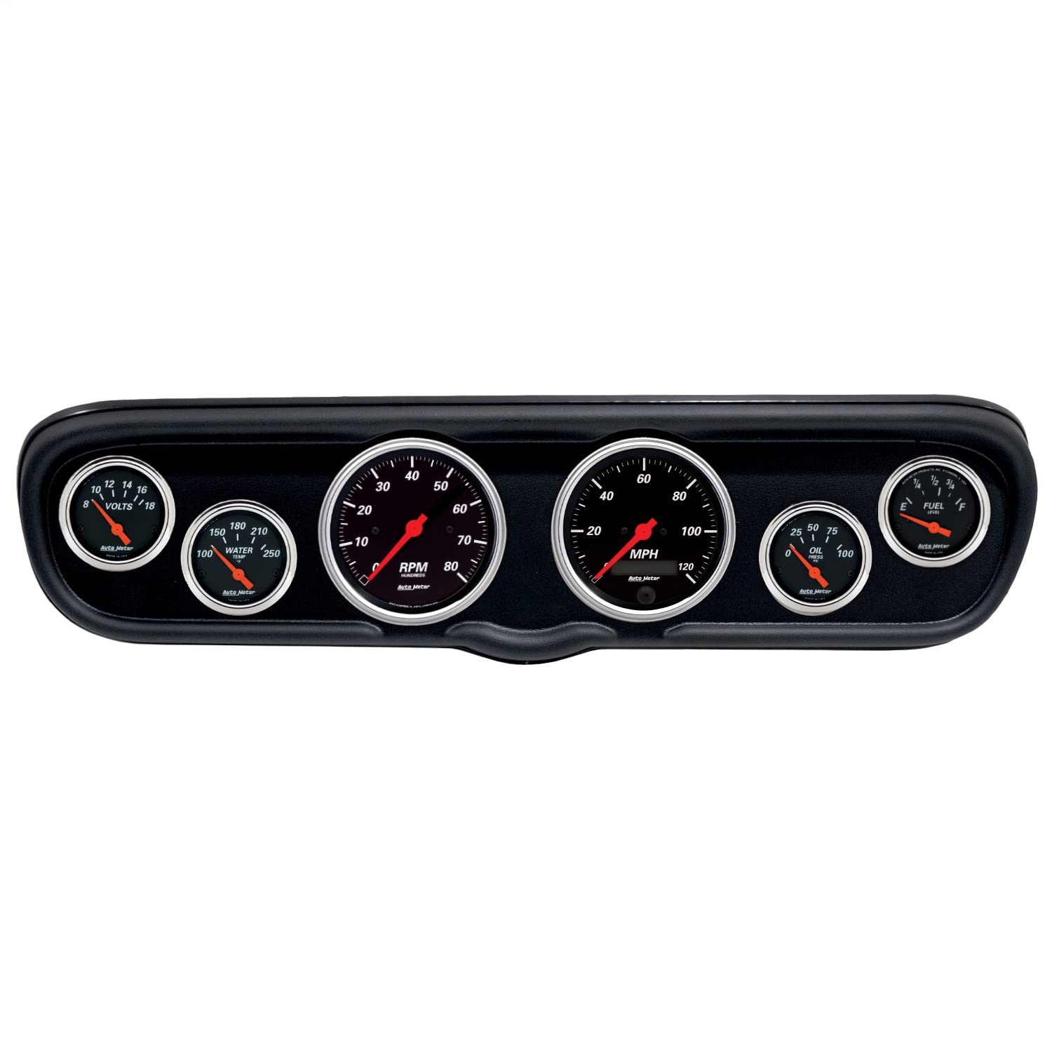 AutoMeter Dash Kit Direct Fit, (3 3/8" X2, 2 1/16" X4), Ford Mustang 66, Designer Black (2110-06)