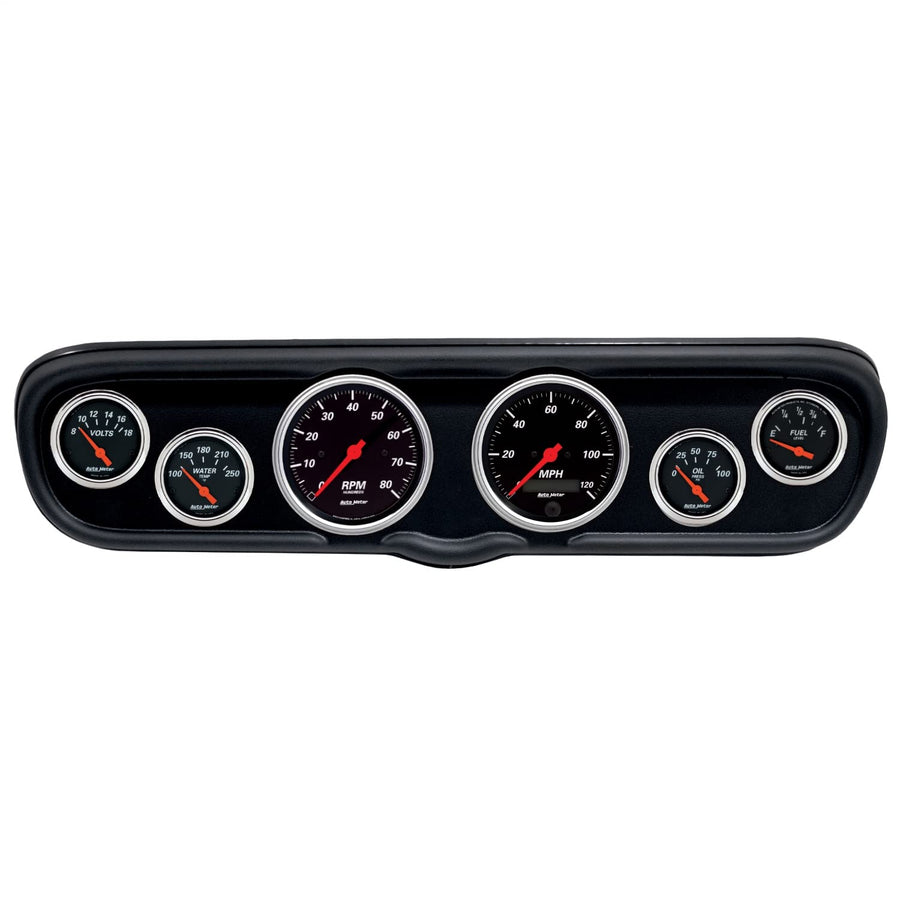 AutoMeter Dash Kit Direct Fit, (3 3/8" X2, 2 1/16" X4), Ford Mustang 66, Designer Black (2110-06)