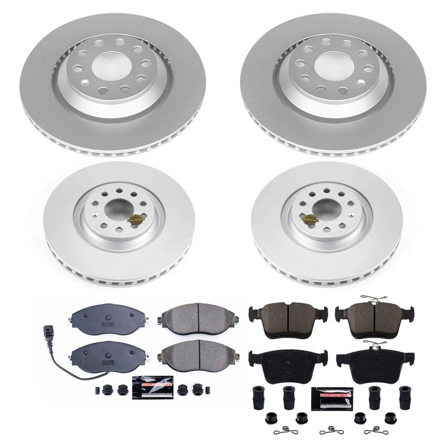 Power Stop CRK7253 Z23 Evolution Sport Front & Rear Geomet Coated Brake Kit For Audi A3 Quat, Audi Q3, Audi S3, VW Arteon, VW Golf R [Model Specific]