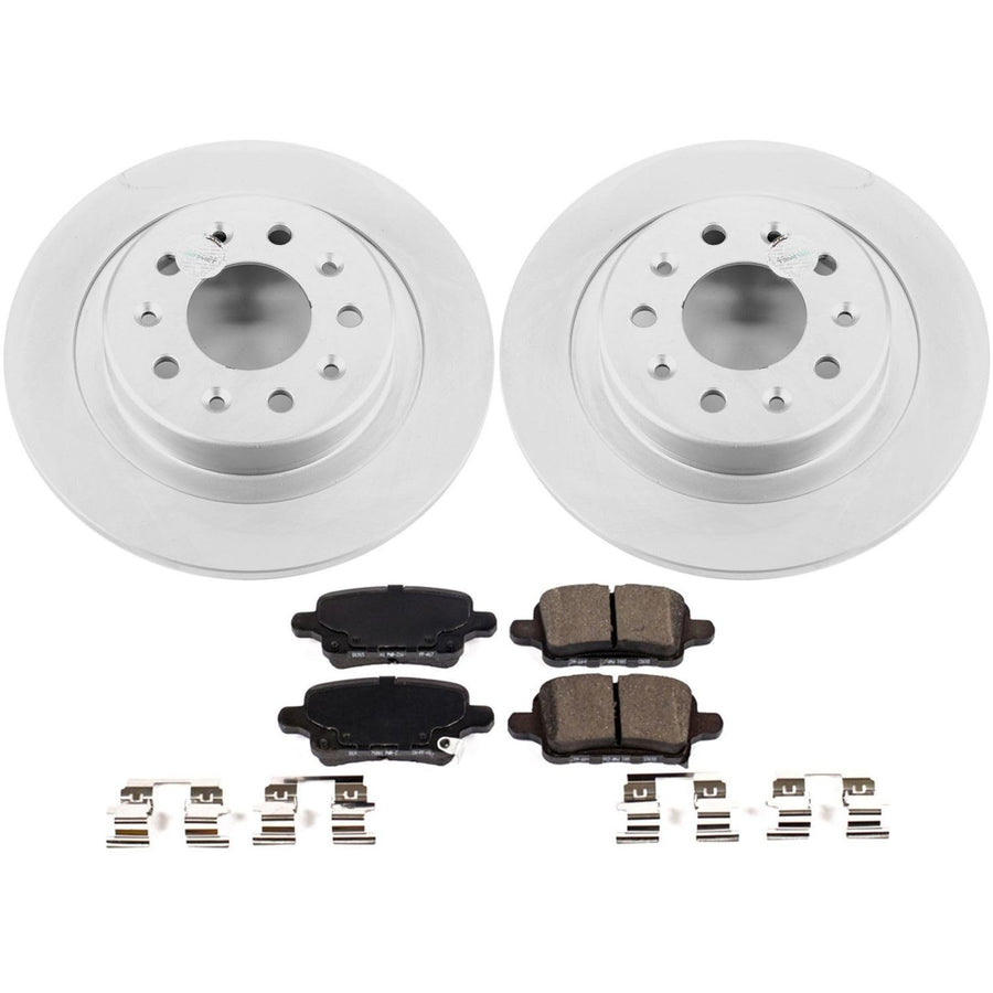 Brake Kit PowerStop For Buick LaCrosse 2019, Chevrolet Equinox 2018-2021, GMC Terrain 2021 [Model Specific] - Rear Geomet Coated Disc Rotors & Ceramic Brake Pads Replacement, CRK7721