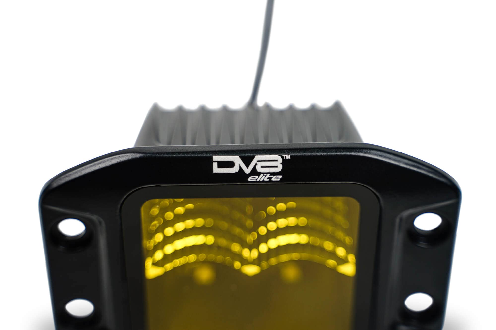 Elite Series 3-inch LED Amber Flush Mount Off-Road Light Pod | Flood Light Pattern | OD Face Plate Size: 4.8” x 3.5” x 2.75” | Bezel-Less Housing with Heat Fins | DV8 Offroad