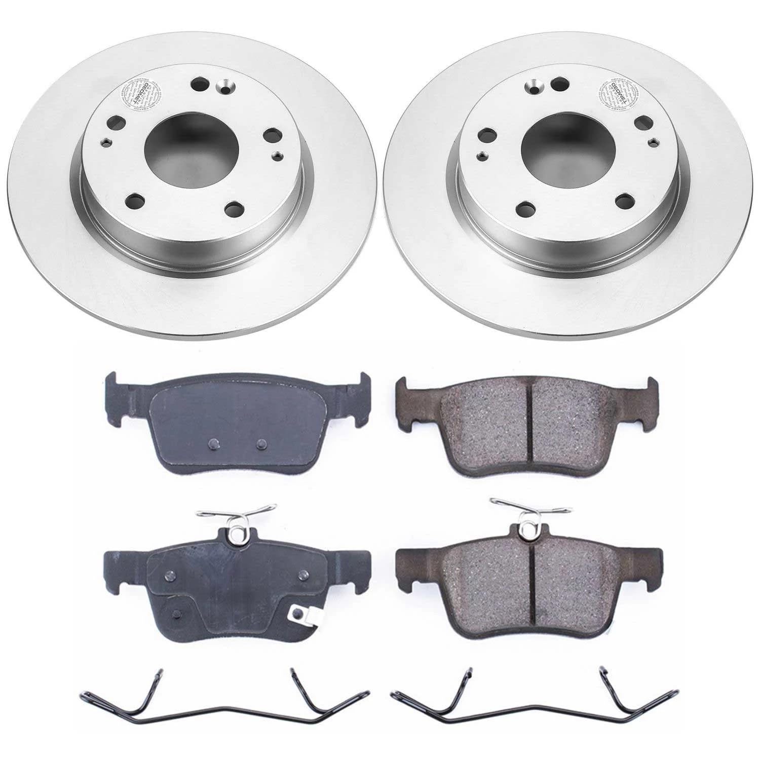 Power Stop Coated CRK7725 Brake Rotor and Ceramic Brake Pads- Rear For Honda Civic 2016-2021 [Model Specific]