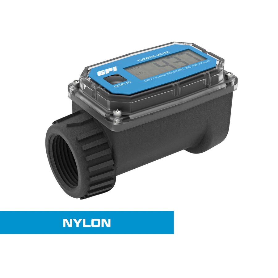 01N Series GPI Turbine Flow Meter for Water, Nylon Body, 3-30 GPM (113255-4)