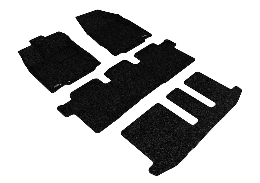 3D MAXpider KAGU Custom Fit Floor Mat (BLACK) for 2013-2020 NISSAN PATHFINDER - 1ST ROW 2ND ROW 3RD ROW