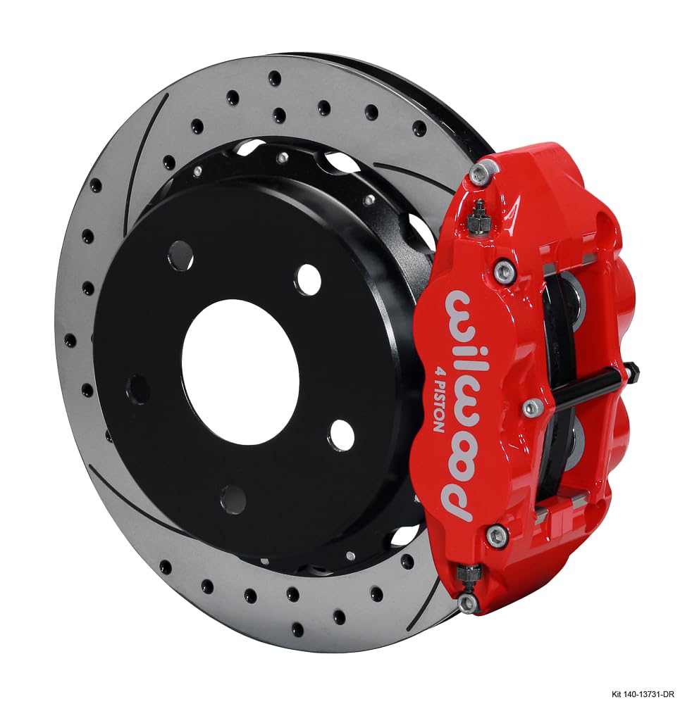 WILWOOD Rear P-Brk Kit,140-13731-DR FNSL4R 14.00", Drill, Red Big Ford 2.00" Off, Bronco 5 x 5.50