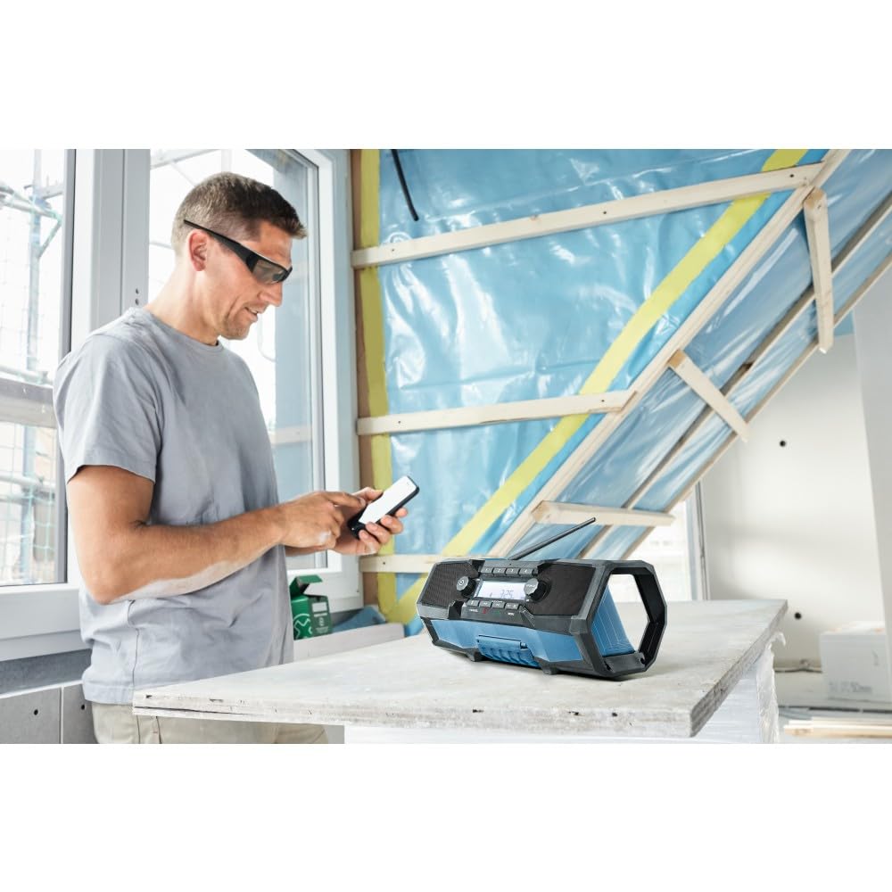 18V Cordless BOSCH Jobsite Radio with Bluetooth 5.0 - Portable, Durable, Enhanced Bass, USB Charging, AUX Input (Battery Not Included)