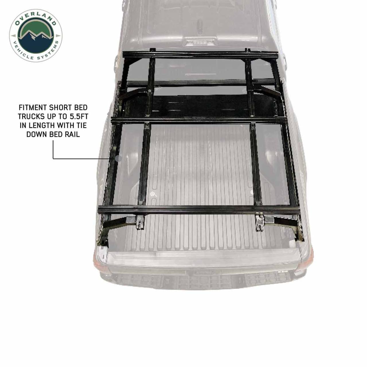 Discovery Rack with Side Cargo Plates - Overland Vehicle Systems, with Front Cargo Tray System Kit Full Size Truck Short Bed Application