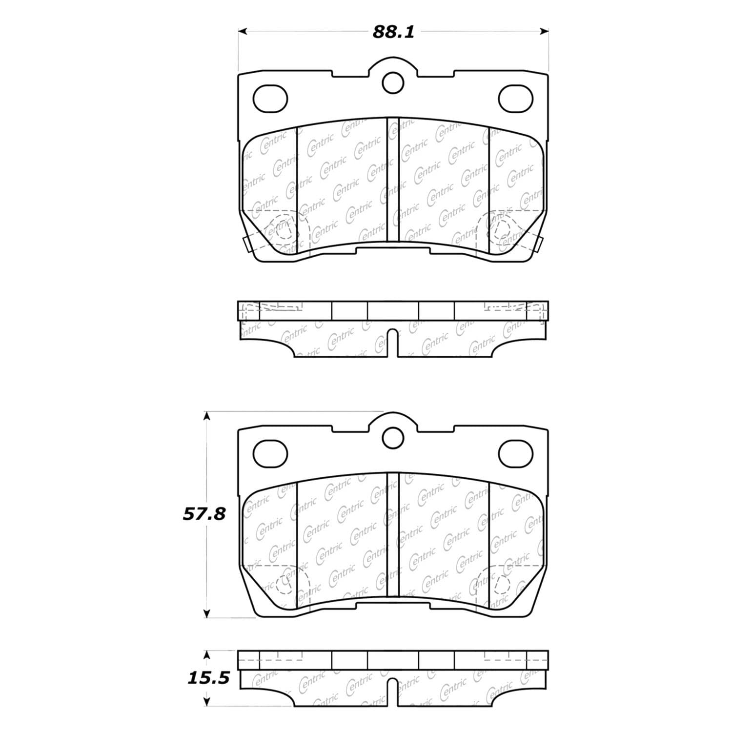 Centric 105.10950 Automotive Rear Brake Pads for Selected Cadillac, Chevrolet, Ford, Jaguar, Mazda, Peugeot Model Years POSI-QUIET