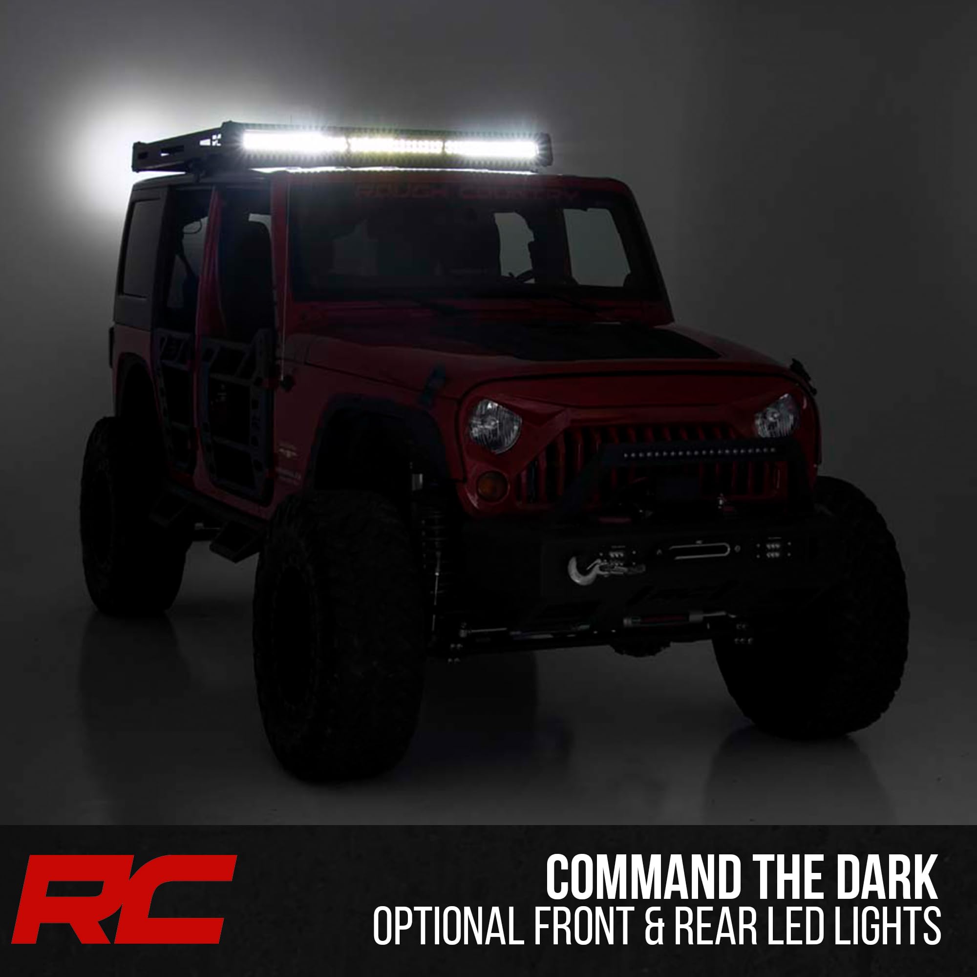 Roof Rack Rough Country for Jeep Wrangler JK (2007–2018) - Heavy-Duty Cargo Rack, Freedom Top Compatible, Low-Profile Overland Design