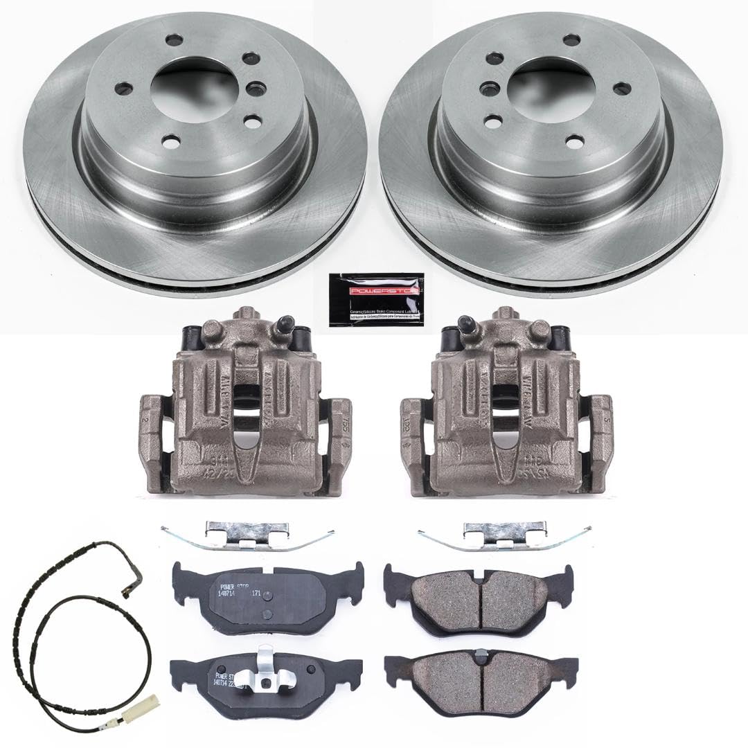 Power Stop KCOE3001 Replacement Autospeciality Rear Caliper Kit- OE Rotors, Ceramic Brake Pads, Calipers For BMW 325xi 2006 [Model Specific]