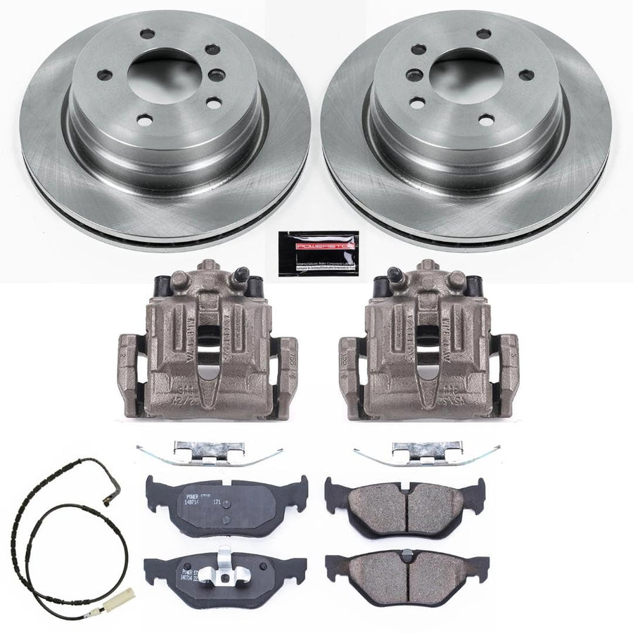 Power Stop KCOE3001 Replacement Autospeciality Rear Caliper Kit- OE Rotors, Ceramic Brake Pads, Calipers For BMW 325xi 2006 [Model Specific]
