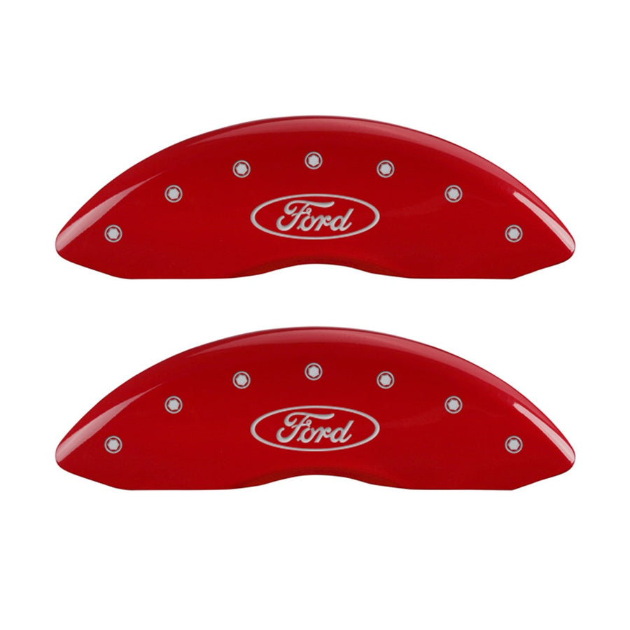 MGP 10128SFRDRD Caliper Covers Red Brake Covers Engraved with Silver Ford Oval (Set of 4)