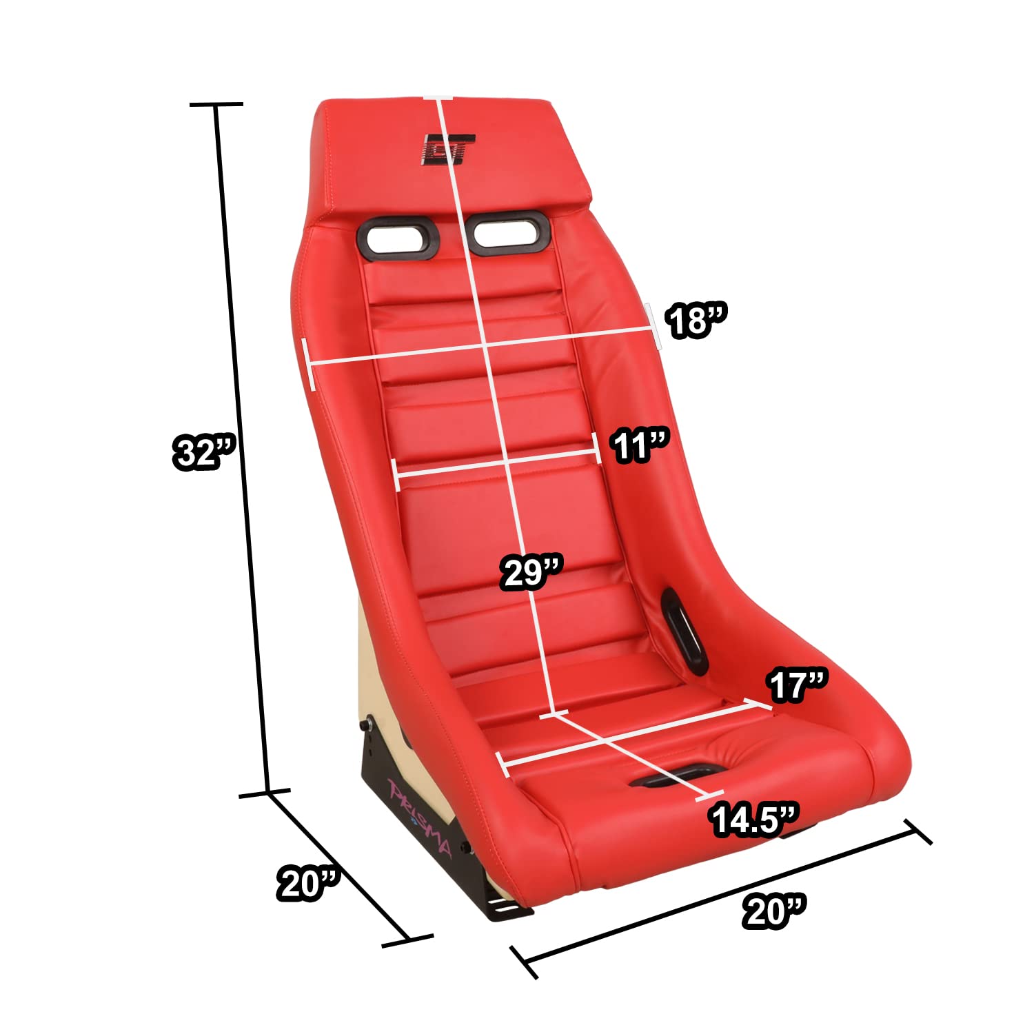 NRG Innovations Prisma GT PRI-100RD-STARDUST Fixed Back Bucket Racing Seat with Side Mount Bracket,Red Leather Red Stitching/GT Stardust Off-White Back
