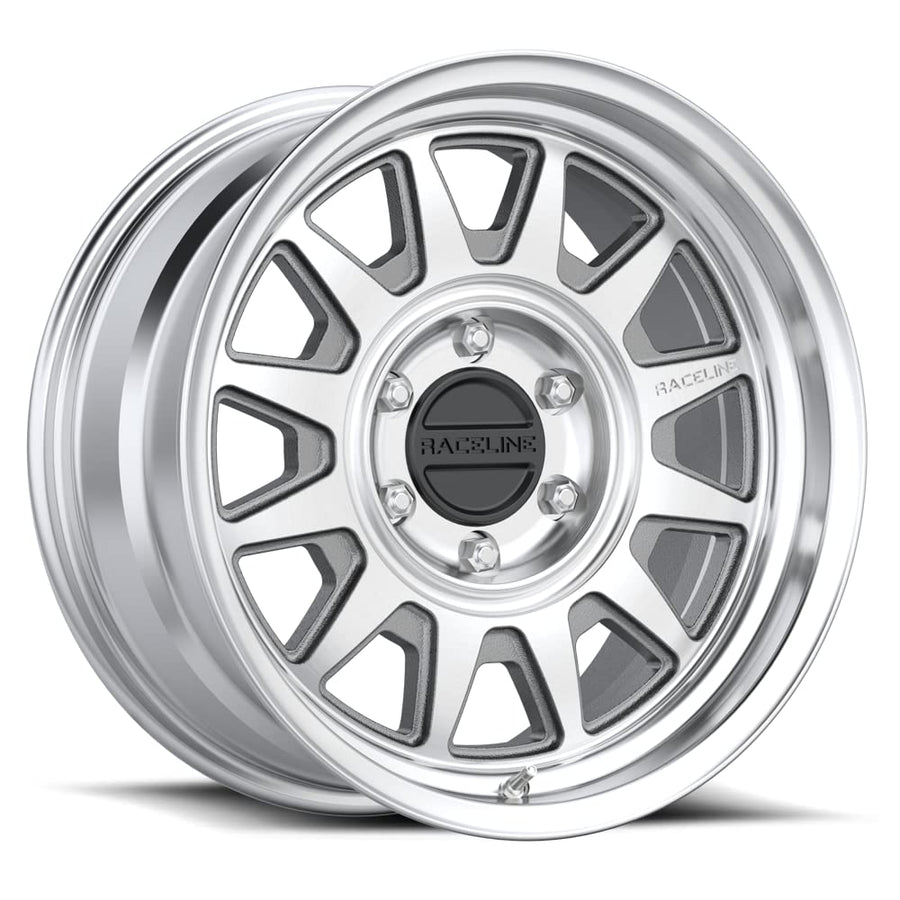 Raceline 952MC AERO HD Wheels Machined Cc 17X8.5"6X135 Bolt Pattern 18mm Offset/(5.43"B/S) 12 Spoke Aluminum Passenger Car Wheels, Full Size Replacement Chrome Car Rims
