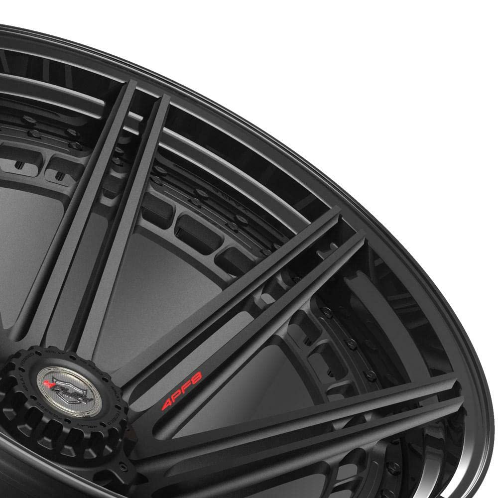 4PLAY Wheels 4PF8-24140-8650-76B1-B Gloss Black Barrel and Matte Black Center Wheel with Painted (24 x 14. inches /8 x 165 mm, -76 mm Offset)