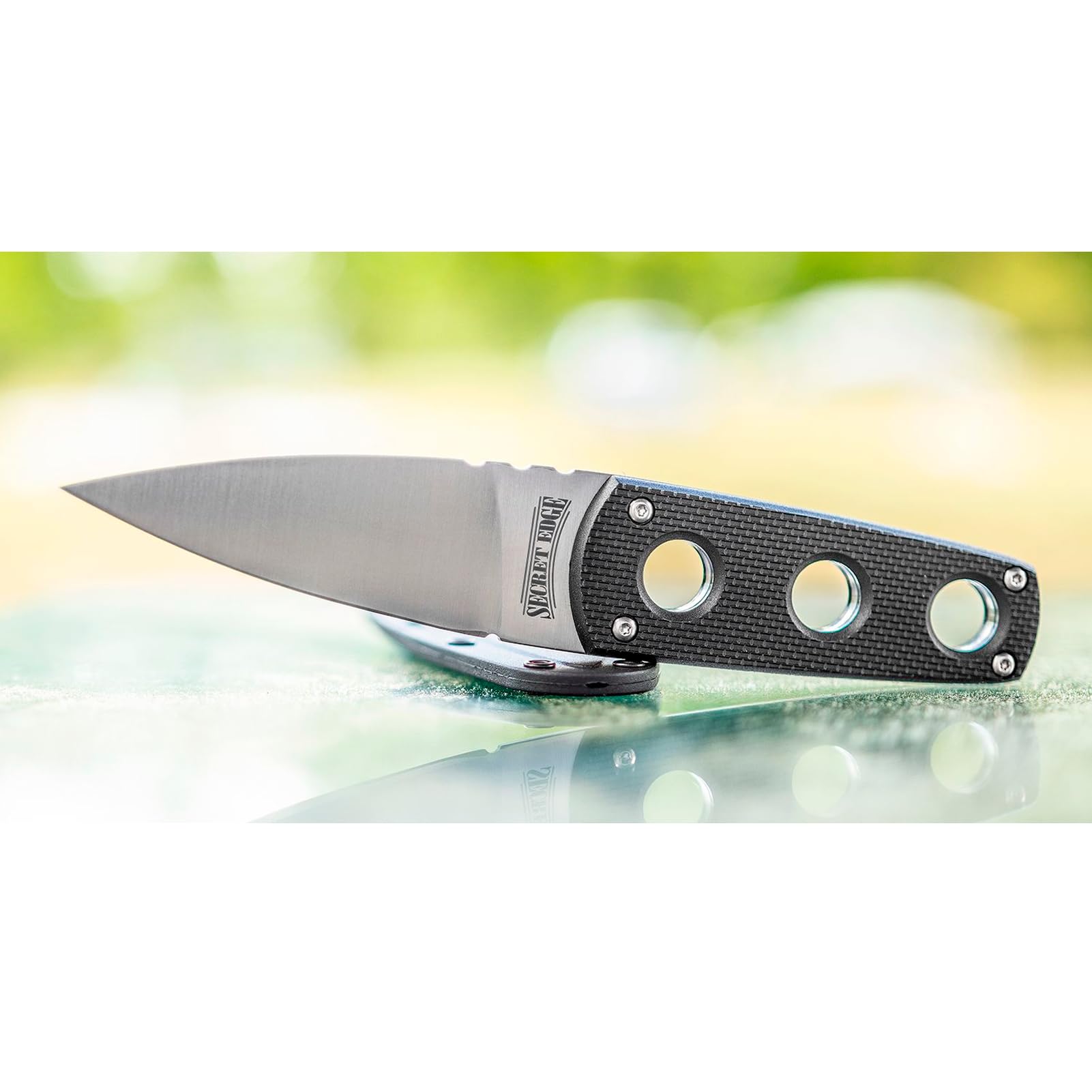 COLD STEEL Durable Secret Edge Lightweight Japanese AUS8A Steel Drop Point 3.5" Fixed Blade Tactical Outdoor Hunting Concealed Carry Neck Knife, Griv-Ex Handle, Secure-Ex Sheath