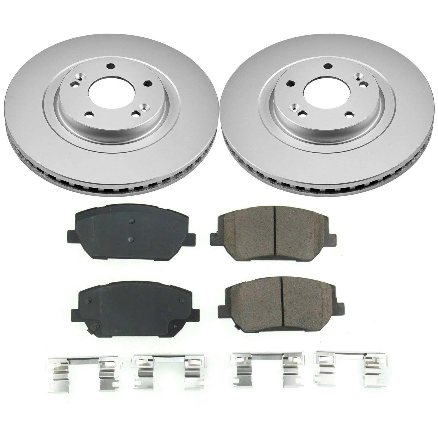Power Stop Z17 CRK8309 Coated Rotor Kit- Coated Brake Rotors, Ceramic Brake Pads For Hyundai Santa Fe 2019-2020 [Model Specific]