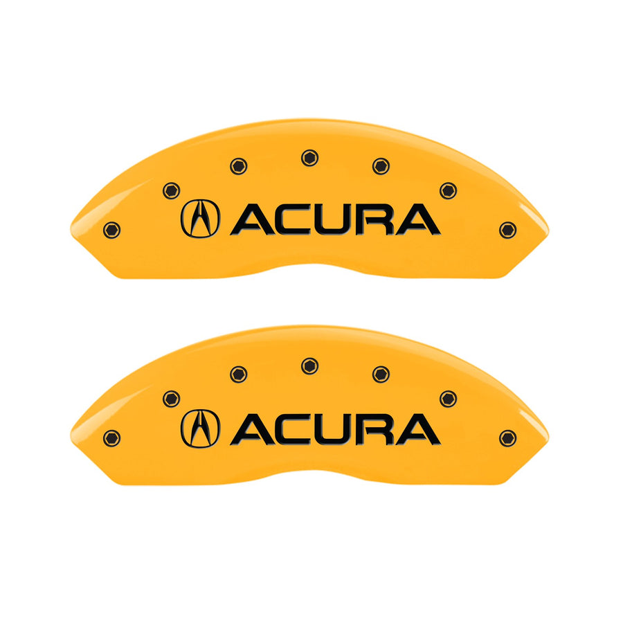 Caliper Covers MGP 39016SACUYL, Set of 4 (Yellow Engraved Front and Rear: Acura Powder Coat Finish Black Characters)