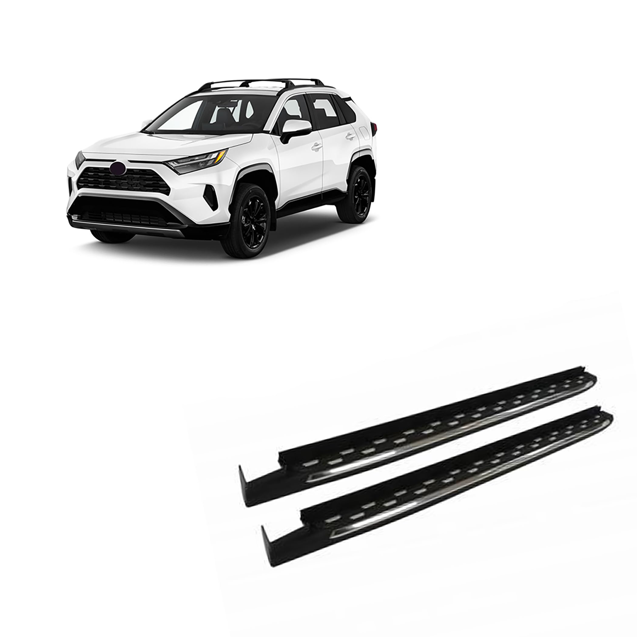 OEM Replica Black Horse Running Boards Aluminum Compatible with 2019-2024 Toyota Rav4|2021-2024 Toyota Venza-RTORA-19