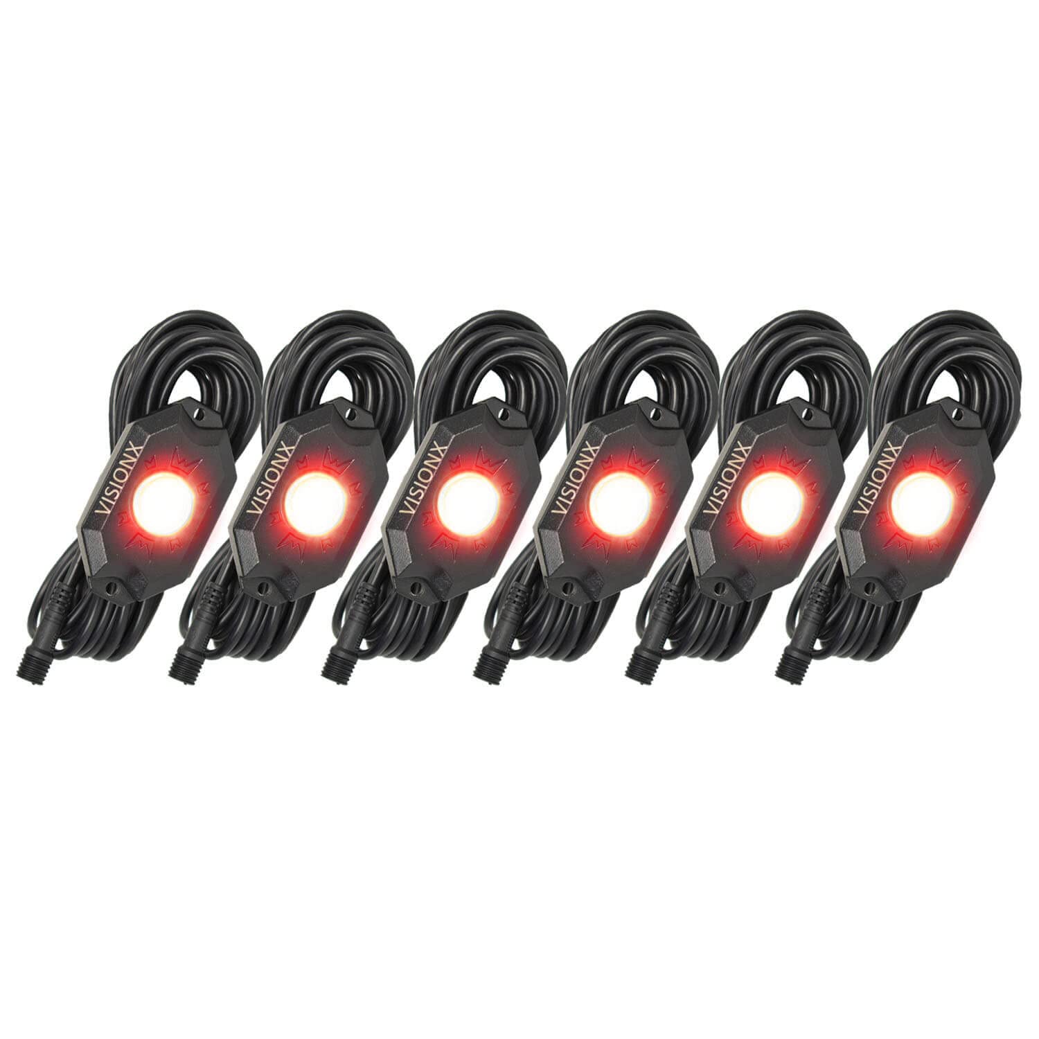 HIL-RL6R Vision X Lighting 9 Watt LED Rock Light 6 Pod Kit, Red