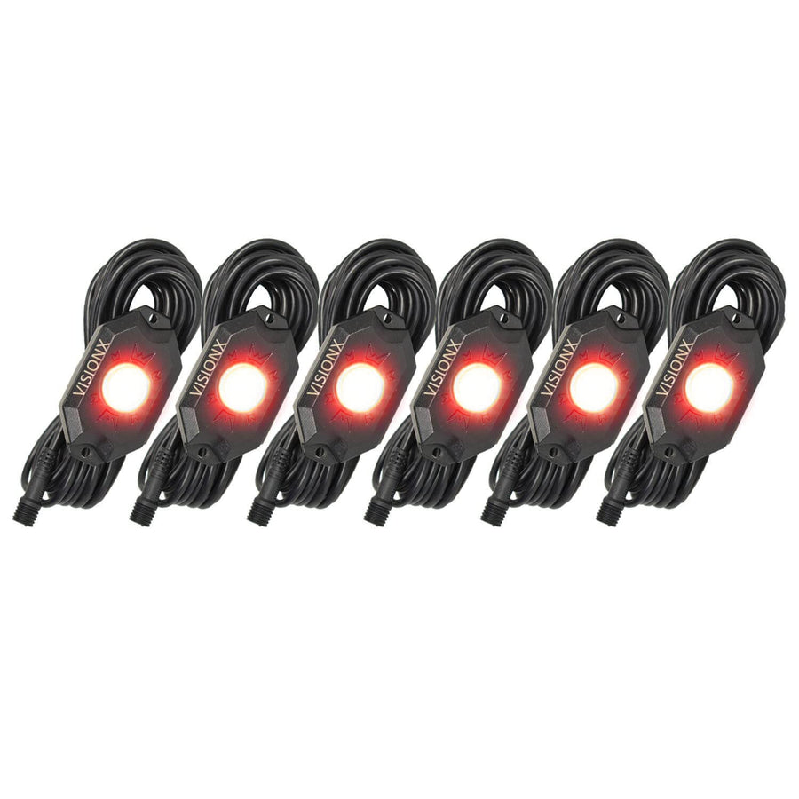 HIL-RL6R Vision X Lighting 9 Watt LED Rock Light 6 Pod Kit, Red