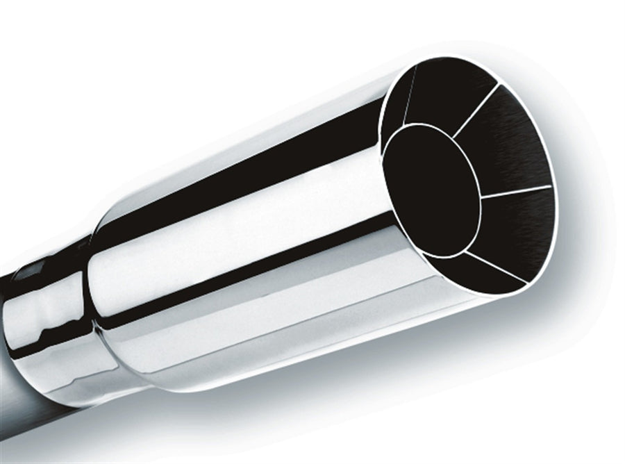 BORLA Exhaust Tip 2.25" Inlet - 2.5" Single Round Straight-Edge Square-Cut Intercooled Outlet - 6" Long. Set Screw Mounting Method. Set Screw Included 20103