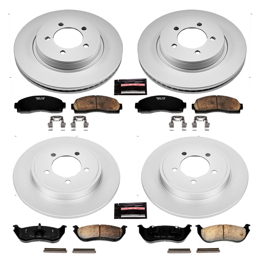 Power Stop CRK2722 Brake Rotor & Coated Ceramic Brake Pads- front & rear For Ford Explorer 2002-2005, Mercury Mountaineer 2002-2005 [Model Specific]