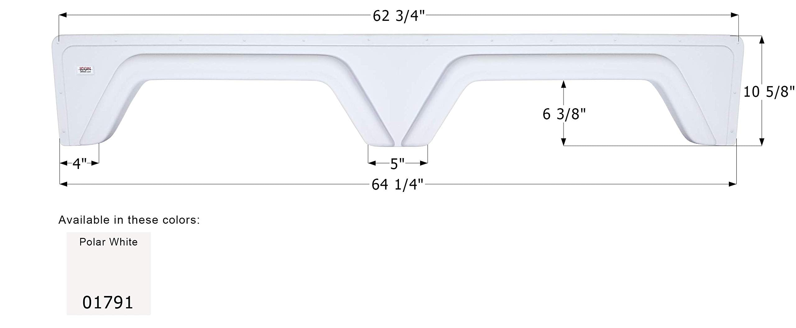 Tandem Axle Fender Skirt ICON 01791 for Glendale - Polar White