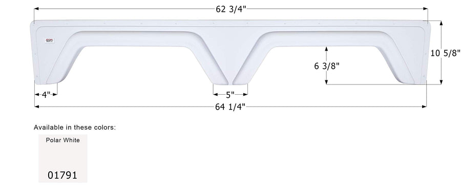 Tandem Axle Fender Skirt ICON 01791 for Glendale - Polar White