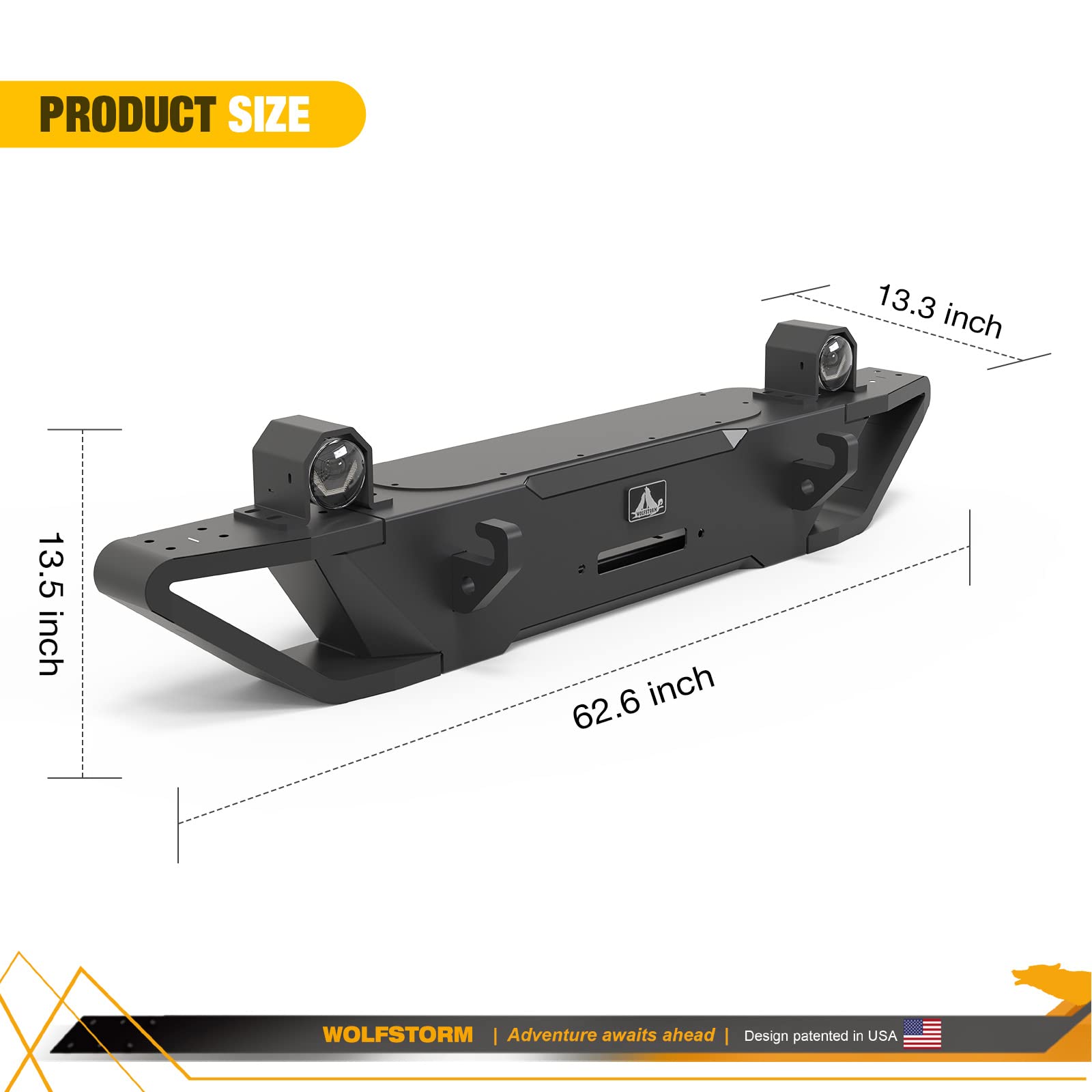 WOLFSTORM Front Bumper Fit for 2018-2026 Jeep Wrangler JL/JLU with LED Fog Light Design Include, 2019-2026 Jeep Gladiator JT Pickup Replacement Accessories
