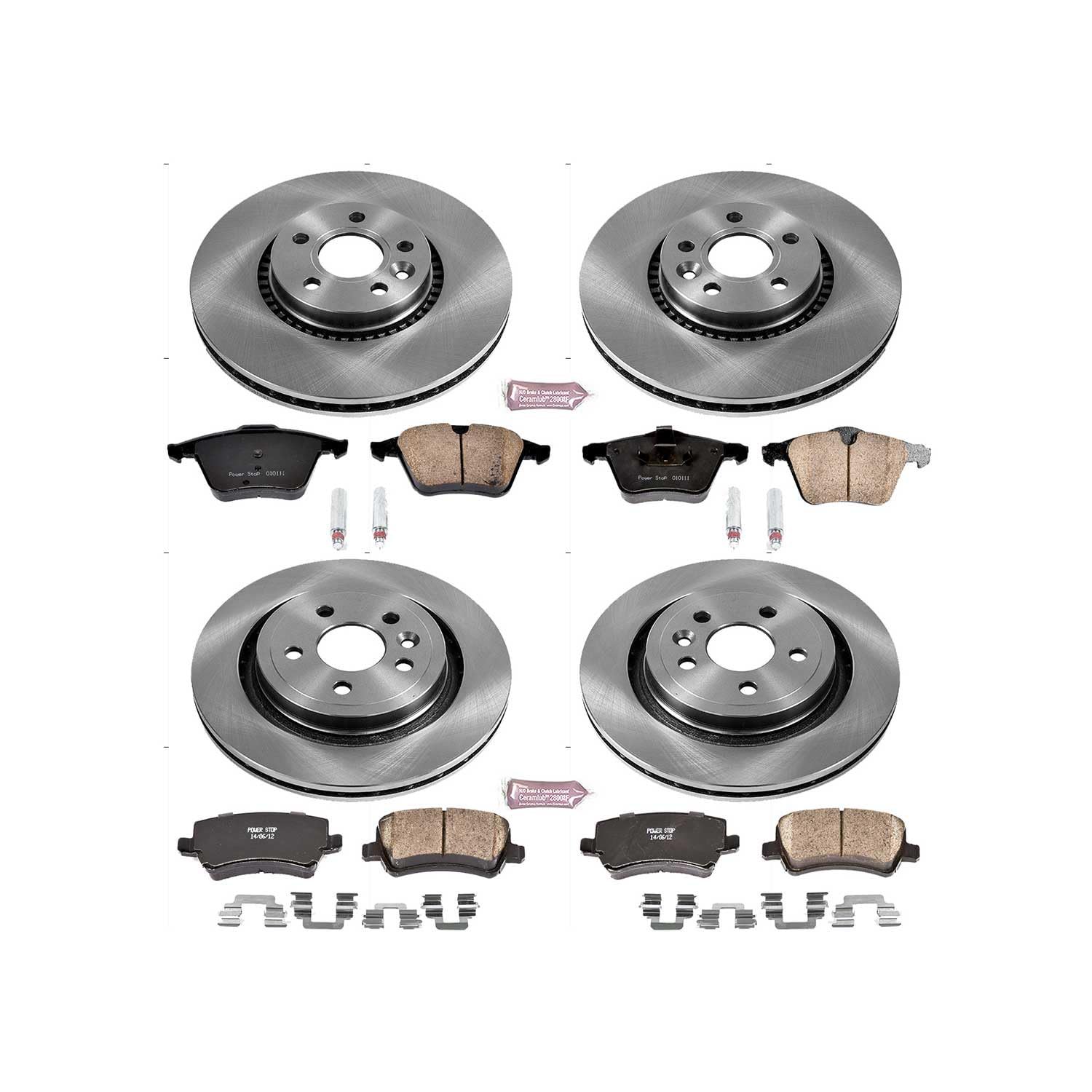 Power Stop KOE7637 Front and Rear Autospecialty Replacement Brake Kit-OE Brake Rotors & Ceramic Brake Pads For Volvo S60, Volvo S80, Volvo V60, Volvo XC70 [Model Specific]