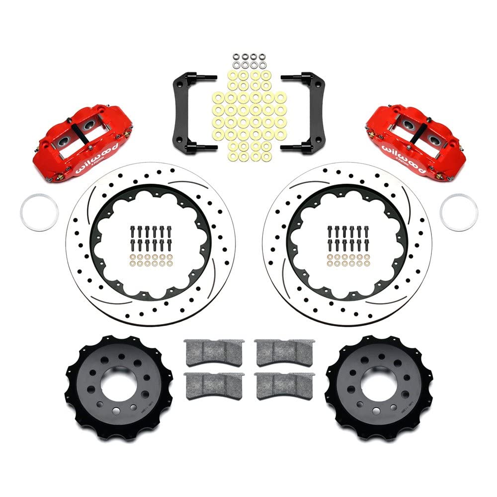 WILWOOD Rear Kit,140-13648-DR FNSL4R,14.00", Drilled, Red Morrison Multilink IRS (2010 Camaro Based)