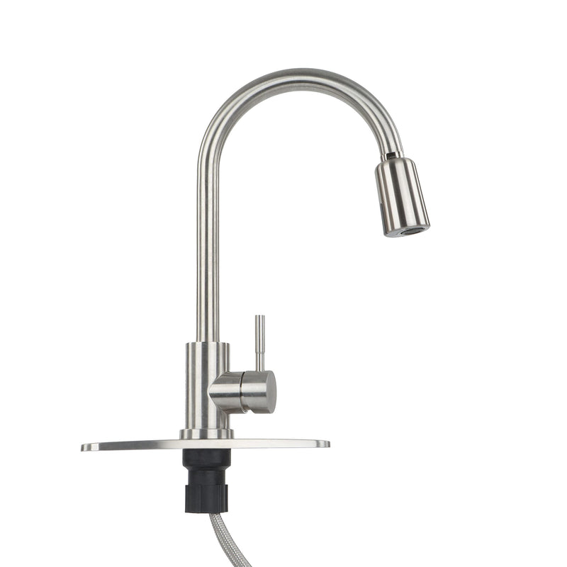 Touchless Empire Faucet Kitchen Faucet - Silver Steel High-Arc Motion Sensor Kitchen Faucet with Optional Deck Plate