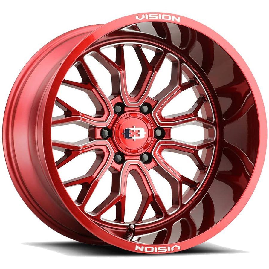 402 Riot Vision Red Tint Milled Spoke 24X12 8x180 ET-51 Wheel/Rim