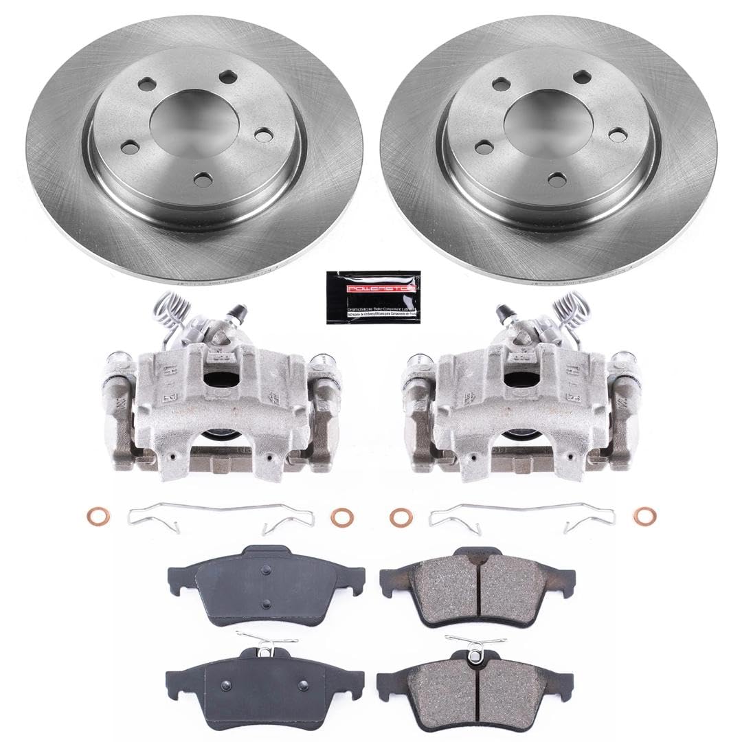 Power Stop Autospecialty KCOE129 Replacement Rear Caliper Kit-Rotors, Ceramic Brake Pads, Calipers For Mazda 3 2004-2013 [Model Specific]