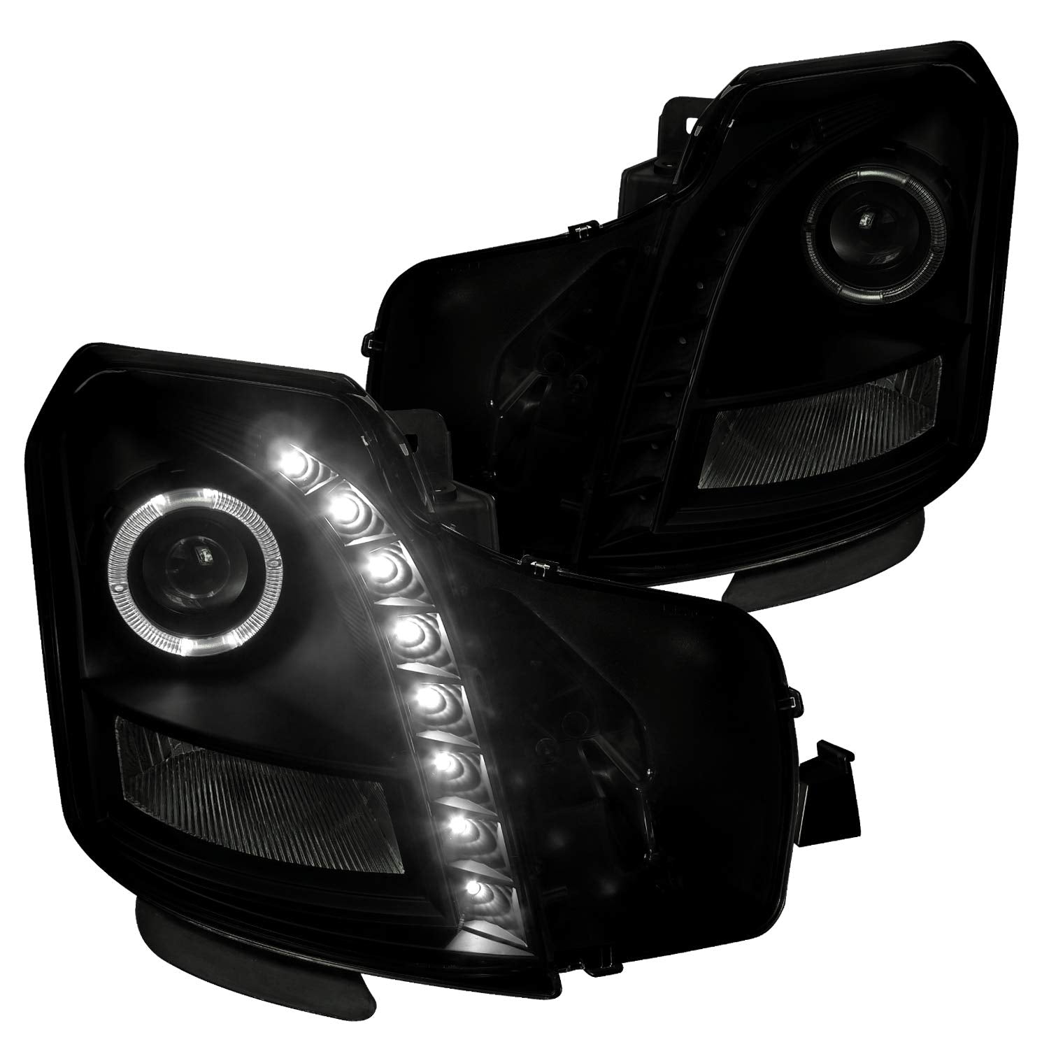 Cadillac CTS 2003-2007 Halo Projector Headlights (Black Housing/Smoked Lens)