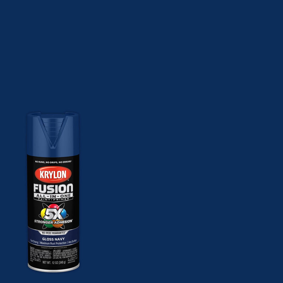 Krylon All-In-One Fusion Adhesive Spray Paint for Indoor/Outdoor Use, 12 oz, Navy