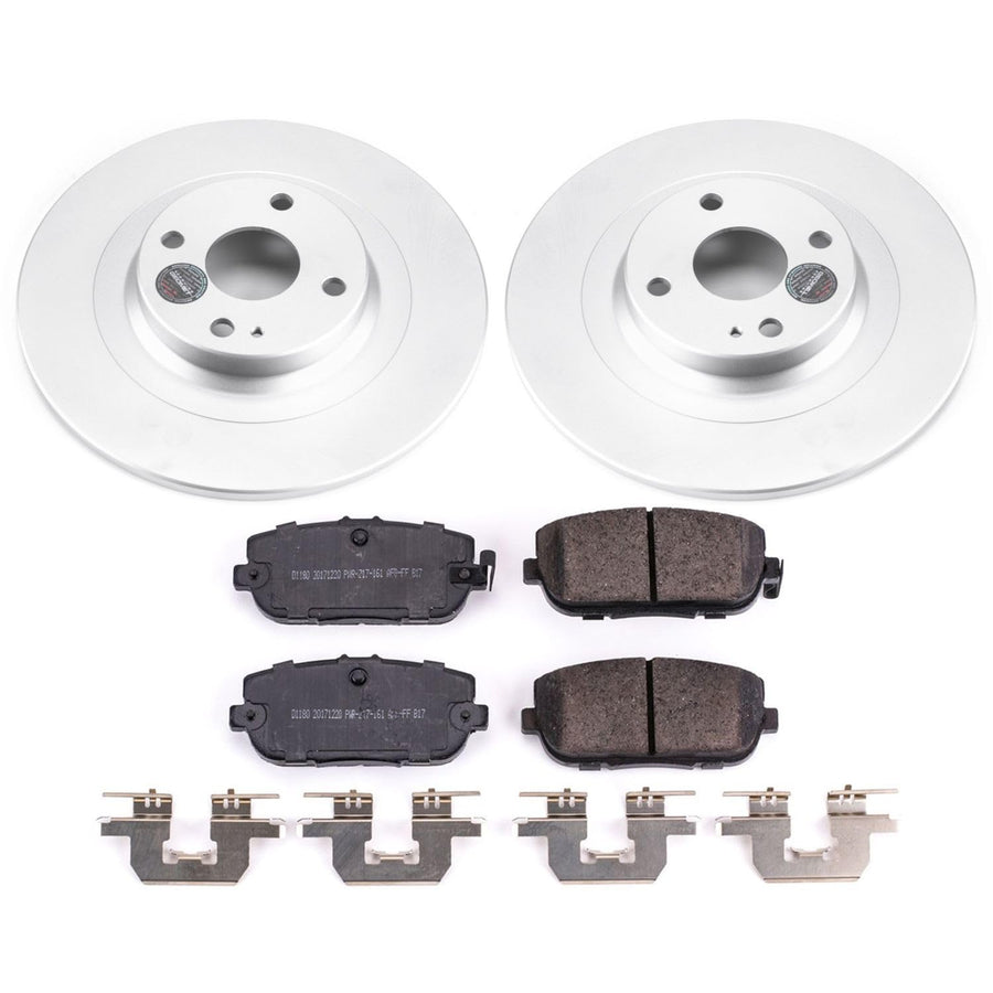 Power Stop Coated CRK7362 Brake Rotor and Ceramic Brake Pads- Rear For Fiat 124 Spider 2017-2020, Mazda MX-5 Miata 2016-2022 [Model Specific]