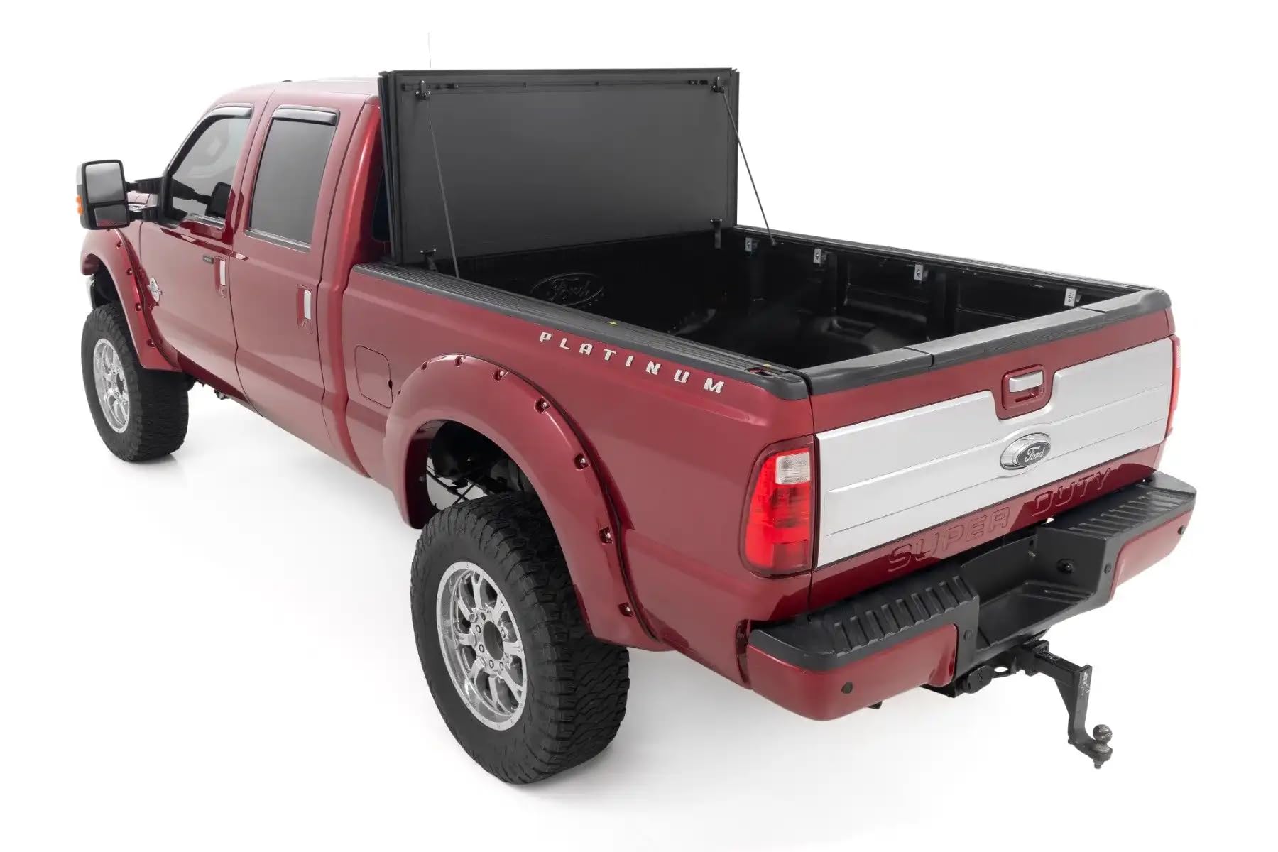 Rough Country Hard Tonneau Cover Tri-Fold for Ford F-250/F-350 Super Duty (1999-2016) - Aluminum Flip-Up Folding Bed Cover, Fits 6'10 (81.0-82.4") Bed
