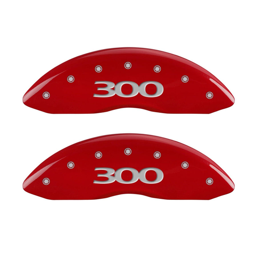 MGP 32005S300RD Caliper Covers Red Brake Covers Fits 2005-2010 Chrysler 300 (2.7L / 3.5L Single Piston Front Caliper) Engraved with 300 (Front/Rear Covers; Set of 4)