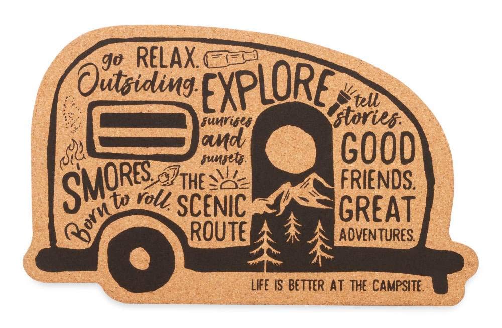 Camco Hot Pad Life is Better at The Campsite - Features Graffiti RV Design - Effectively Protects Your Countertops, Tabletops and Other Surfaces from Heat Damage - 11 x 6.75 x .5 in (53386)