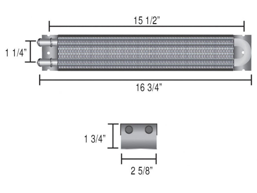 Derale 13220 2 Pass Copper/Aluminum Frame Rail Transmission Cooler, 17" Series 7000